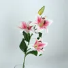 Faux lys en latex à longue tige (3 têtes / pièce) 39,37 "Lenhth Simulation Real Touch Lily pour mariage maison fleurs artificielles décoratives