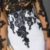 Vestidos de noite sereia de manga comprida, apliques de renda preta, trem de varredura, vestido formal de festa para mulheres, vestidos de baile 209a