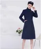 Air China Caac Stewardess Overcoat Woment Winter Lond Lond Slim Knee طول الركبة رداء معطف من الصوف.