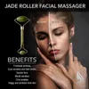 Roller de jade para a massagem do rolo da beleza do rosto Seu rosto aumenta sua rotina de cuidados com a pele Real 100% natural jade kit de pedra para o pescoço de rosto