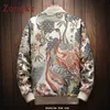 Мужские куртки Zongke японская вышивка мужская куртка пальто человек хип-хоп уличная одежда бомбардировщик 2021 Sping 1