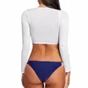 Ultradünne Perspektive Zweiteiliger Badeanzug für Damen, langärmelige Badebekleidung, Badeanzug mit niedriger Taille, zweiteilige Badeanzüge
