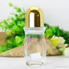 30 ml 50 ml Klarglas-Rollerflaschen mit Kunststoff-Rollerkugeln und schwarz/goldener Kappe für ätherische Öle, Parfüms, Deodorantbehälter