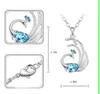 Mode – Österreichische Kristall-Pfau-Halskette, Sterlingsilber, Charms, Platinplatte mit CZ-Kristall, gebohrter Schmuck für Frauen, Weihnachtsgeschenk