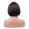 글루없는 풀 레이스 가발 흑인 여성을위한 프리 뽑은 레이스 프론트 가발 짧은 스트레이트 밥 브라질 인간 머리