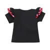 Cute Dot Vestiti per San Valentino Bambino Neonate T-shirt a maniche corte Top + Gonna a pois con fiocco Gonna con bretelle + Fascia per ragazza Abiti