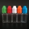 10 ml Vazio Forma Quadrada PET PET Garrafas Conta-gotas de plástico para E-líquido E-suco com tampas à prova de crianças e longas e finas dicas