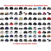 Cappellino snapback per squadra sportiva da baseball all'ingrosso Tutti i cappelli da calcio per uomo Donna Visiere sportive regolabili economiche Cappellini hip-hop Più di 10000+