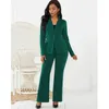 Spring Autumn Pant Suits Solid Color Suit 2 Piece Set For Women Business Slim Short Blazer+Straight Trousers Tailleur Femme