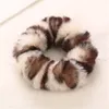 12 colors Winter Warm Leopard Faux Fur Rabbit Hair Scrunchies Decor Elastic Ring Hair Tie Ponytail Holder Hair Bands9843431