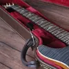 Anpassad privat stock mörkblå grå flamma lönn topp elektrisk gitarr tremolo bridge, träkroppsbindning, vit pärlbrds inlay