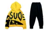 2 stuks grote jongens kleding set katoenmode lange mouwen hoodies haren broek gele zwarte outfits voor 6 8 10 12 14 jaar J19054591720