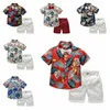Yeni moda bebek erkek çiçek suit V Yaka kısa kollu gömlek + şort pantolon 2 adet giyim seti çocuklar çocuk yaz rahat kıyafet