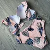 Damer sexiga bikinis kvinnor baddräkt 2019 sommar klippa ut baddräkter push up bikini print badkläder strand slitage med underwire Biquini