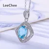 Mode-e topaz hanger voor vrouwen 7 * 9mm edelsteen fijne sieraden ketting dagelijks slijtage voor kantoor dame 925 massief sterling zilver