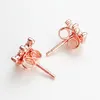 18K Rose Gold Enchanted Crowns Stud Brincha Caixa original para P 925 Sterling Silver Clear Crown Brincos Meninas Jóias Meninas