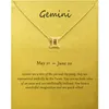 Fashion Jewelry 12 Constellation Gemini Pendant Necklaces For Women Zodiac Chains Necklace Gold Silver Color Birthday Gift