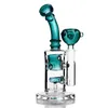 Green color unique glass hookah circulation backflow system smoking pipe with 14mm banger