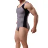 4 Kleuren Mannen Body Shaper Sexy Comfortabele Leotard Mouwloze Sport Korte Jumpsuit Splicing One Piece Undershirt Casual Bodysuit