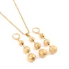 Collares con colgante de cuentas de oro Pendientes para mujeres Yonth Adolescentes Bolas redondas Collar Conjuntos de joyas