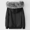 зима Shearling куртки шерсть лисицы с капюшоном мужских короткий реального шуба ветровка снег носить толстое теплую ветровку верхней одежду пальто плюс размер 5XL