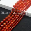 5 nici Fine Faceted Cut Natural Carnelian Gemstone Luźne Koraliki Centrum Wiertła Kulka Kształcie Czerwony Agate Rozmiar 6mm 8mm 10mm do projektowania biżuterii