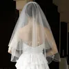 Major Beading Wedding Veils White Ivory Glamorous Brides Hair Accessories Two-Layer Bridal Veil With Comb AL6042