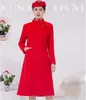 Air China Caac Stewardess Overcoat Woment Winter Lond Lond Slim Knee طول الركبة رداء معطف من الصوف.