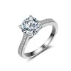Gioielli unici di moda semplice vero argento sterling 925 taglio rotondo topazio bianco diamanti CZ pietre preziose anello nuziale da donna per Lo7616709
