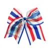 8'' Large 4th Of July Cheer Bows Handmade American Flag Patriotic Elastic Bands Hair Bow Cheerleading For Girls Hair Accessorie 5 Colors