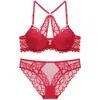 Lcw fashion Bras Sets temptation front buckle beauty back bra set gather sexy lace underwear briefs whole320a