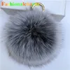 15 cm / 6 "-Black Frost grande vera pelliccia di volpe palla pompon borsa portachiavi ciondolo portachiavi regalo