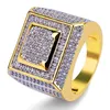 Bagues classiques dorées pour hommes, Design de luxe, plaqué or 18 carats, zircone cubique, bague de marque, bijoux fins, cadeau d'amoureux
