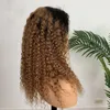 1b / 30 Lace Front Wig Kinky Curly Indian Human Hair 1b 30 Ombre Hair Lace Wigs 12-32inch Two Tons Virgin Hair Longer