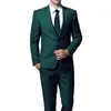 Dark Green Wedding Tuxedos 2019 Two Piece Jacket Pants Trim Fit Custom Made For Groom Men Suit