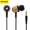 AWEI Q9 Verdrahtete Kopfhörer In Ohr Fone de ouvido Holz Bass Kopfhörer Stereo Auriculares Audifonos Nylon Weben Draht Headset