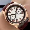 Ny Hommage RDDBHO0569 Rose Gold White Texture Dial VK Quartz Chronograph Mens Watch Brown Leather Stopwatch Klockor TimeZoneWatch E02B2