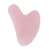 Naturel Rose Quartz Gua Sha Conseil Rose Jade Pierre Corps Visage Oeil Grattage Plaque Acupuncture Massage Relaxation Soins de Santé LX6919