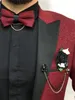 Men's Suits & Blazers Burgundy Groom Wedding Tuxedos Mens Prom Slim Fit Black Peaked Lapel 2 Pieces Jacket Vest1