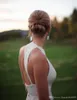 Nowy Biały Proste Tanie Suknie Ślubne Syrenki Z Odpinanym Pociąg Klejnot Neck Backless Court Train Plees Wedding Bridal Suknie Custom Made