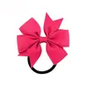 20 Colors 8cm Solid Cheerleading Ribbon Bows Grosgrain Cheer Bows Tie With Elastic Band Girls Rubber Hair Band TFJ4438019180