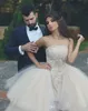 2019 vintage árabe Dubai princesa vestido de casamento inchado tulle laço apliques de backless longo tule vestido de noiva mais tamanho feito sob encomenda