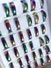 50pcs colorful Mix 4 6 8mm Band Rings Men Women Stainless steel Rings Wholesale Fashion Jewelry Lots