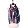 Amerikanska flaggan Bomull Linen Scarf Patriotisk US American Striped Flag Scarf Pashmina Stjärnor Print Shawl Wrap 180cm * 90cm grossist 4 stilar