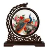 Free DHL Living Room Decorations Ornaments Chinese Table Decor Home Accessories Handwork Silk Embroidery Patterns with Wenge Frame Gifts