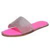 Pantoufles d'été pour femmes sandales en cristal Bling romain tongs plates pantoufles à paillettes plage chaussures antidérapantes Feminino Vestido