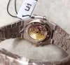 U1 Factory 40 mm Herrenuhr mit automatischem Uhrwerk, hochwertige Herren-Armbanduhr, ovales Zifferblatt, Edelstahlband, transparent, gravierte Werksrückseite 5711