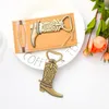 Creative Alloy Cowboy Boot Bottle Opener Antik Brass Ölöppnare Bröllopsgåvor Favoriter för gäster WB1016