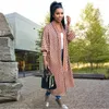 Kvinnor rockar långa dike rockar argyle tryckjackor ol stil cardigan capes lång rib hylsa duster rosa outwear casual kläder s2x9676975