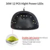 36W Lampa UV LED lampa do paznokci do paznokci Suszarka do wszystkich żeli Polski Lampa Słońca Lampa Suszarka Timer Wykrywanie Infracji Smart LCD Wyświetlacz Manicure C19011401